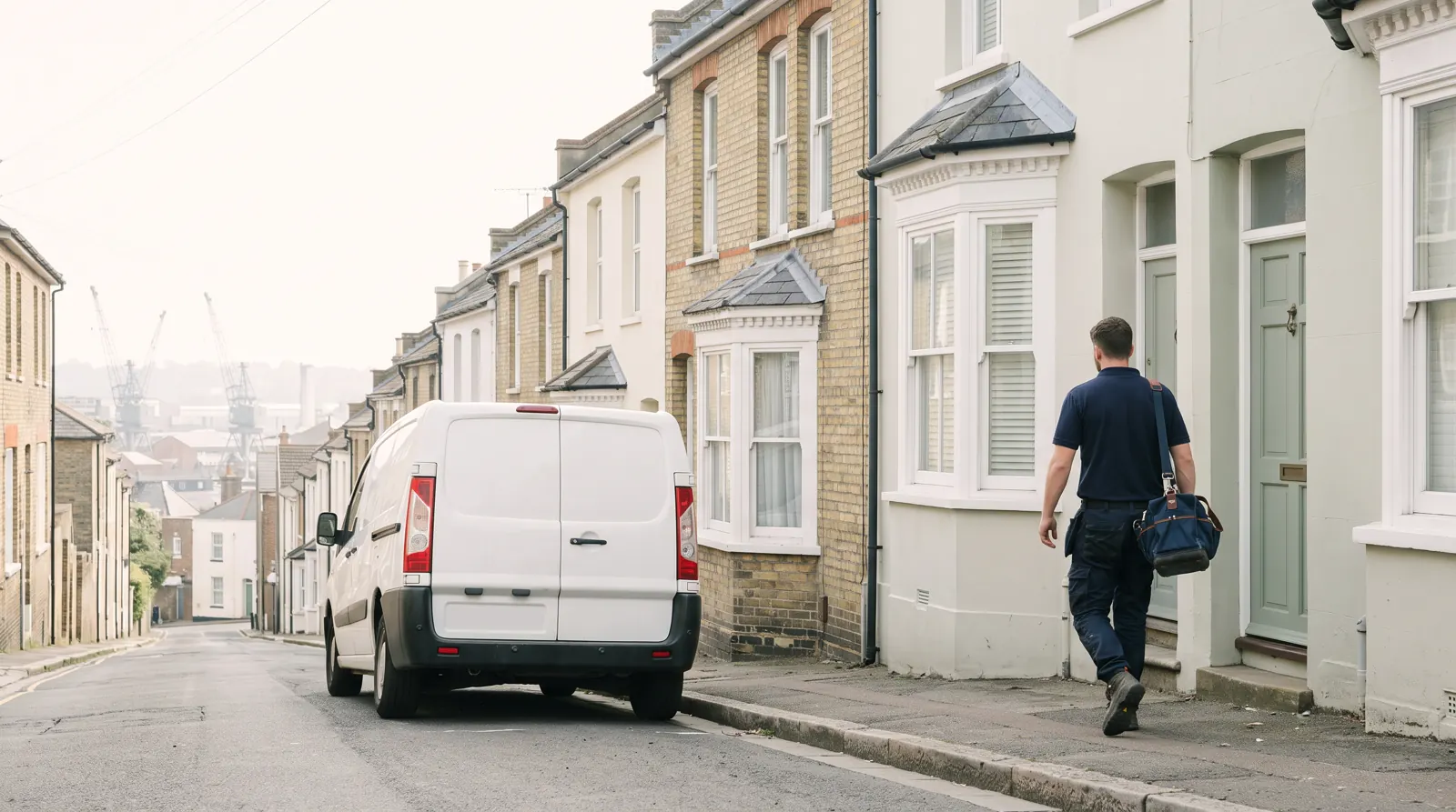 Electrician arriving at a home in Chatham